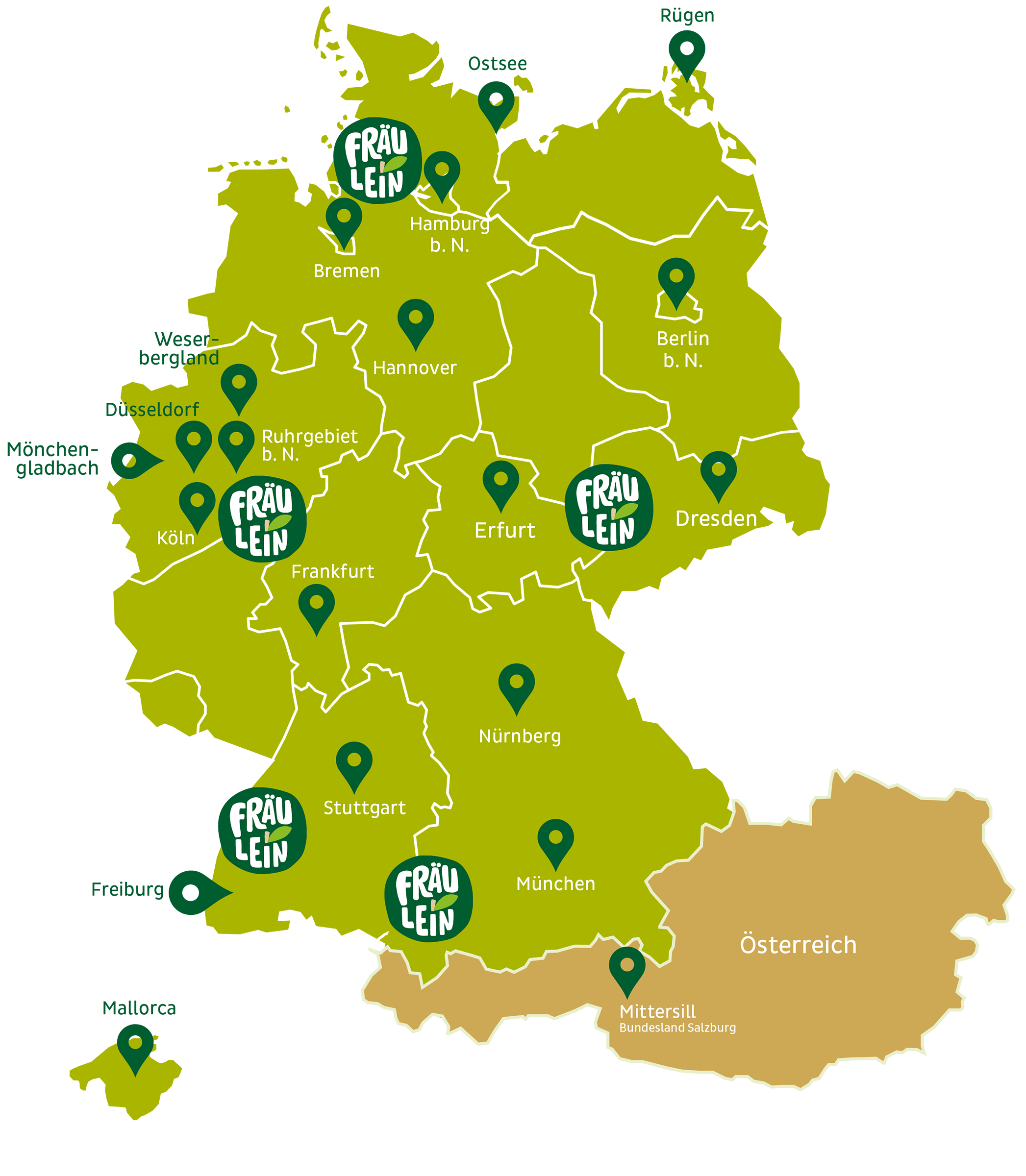 Deutschlandkarte Anbaugebiete und Megamärsche